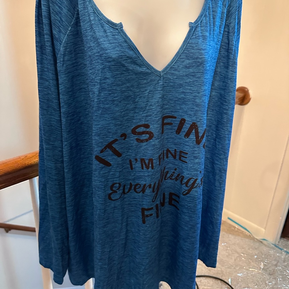 SHEIN Blue Graphic Long Sleeve Tee